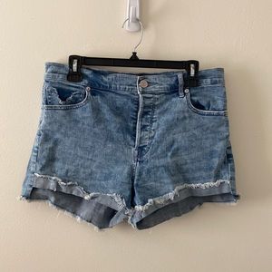 Express Distressed Vintage Shortie High Rise Style Jean Shorts